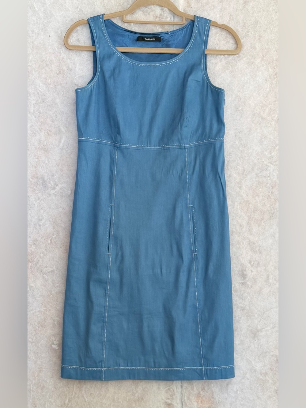 Tahari Blue Sleeveless Shift Dress (SKU829)